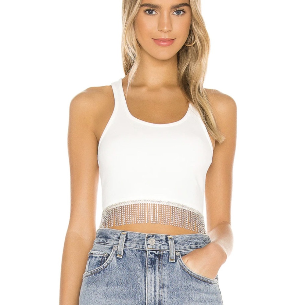 Revolve Superdown Rhinestone Crop Top - image 1